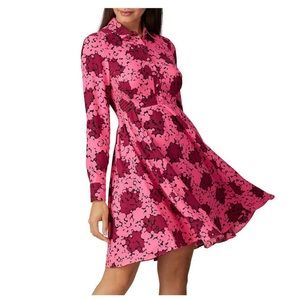 Kate Spade Pink Bubble Dot Smocked Dress Size 4 Long Sleeve EUC